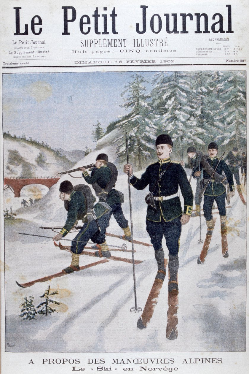Tropper på ski på alpine manøvrer, Norge, 1902 af Unbekannt