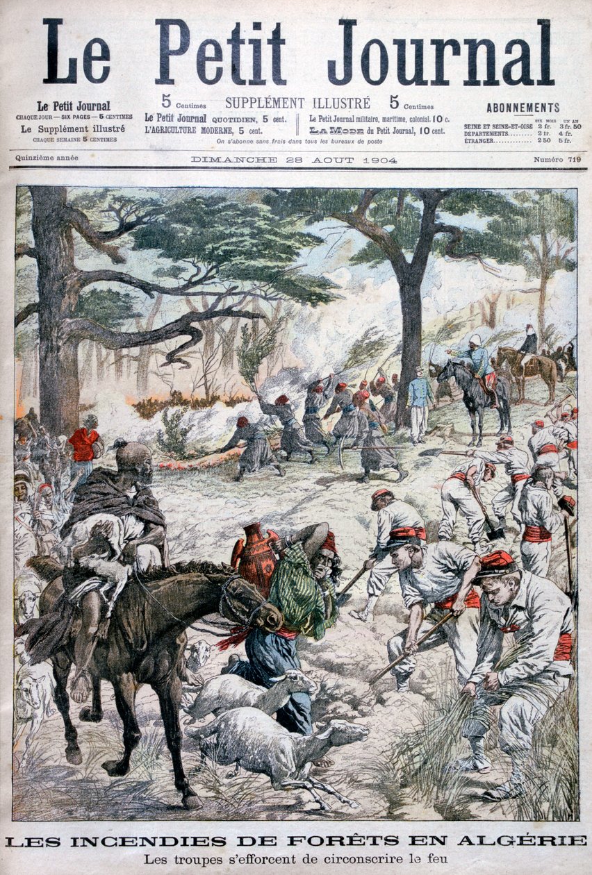 Tropper forsøger at begrænse en skovbrand, Algeriet, 1904 af Unbekannt