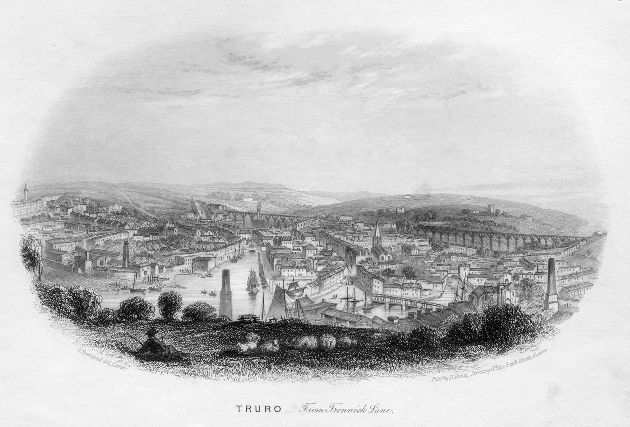 Truro, fra Trennick Lane, 1860 af Unbekannt