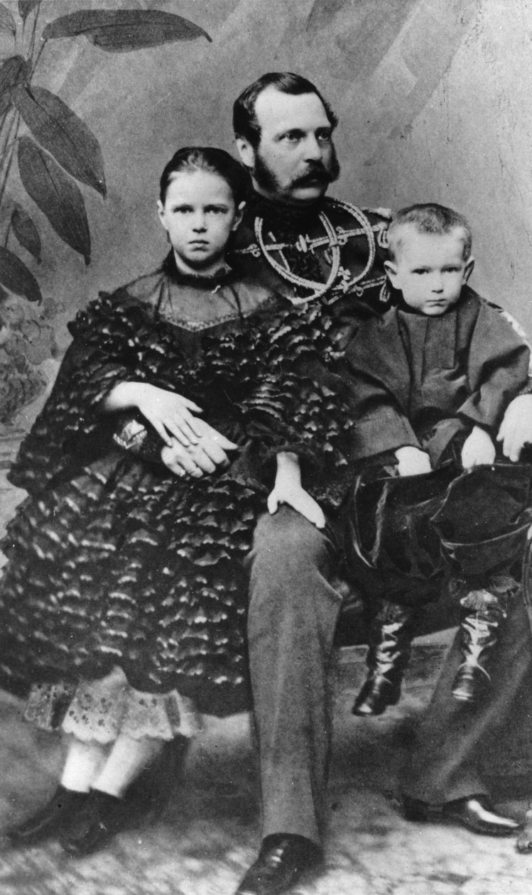 Zar Alexander II af Rusland med sin datter Maria og søn Sergei, c1860-c1862 af Unbekannt