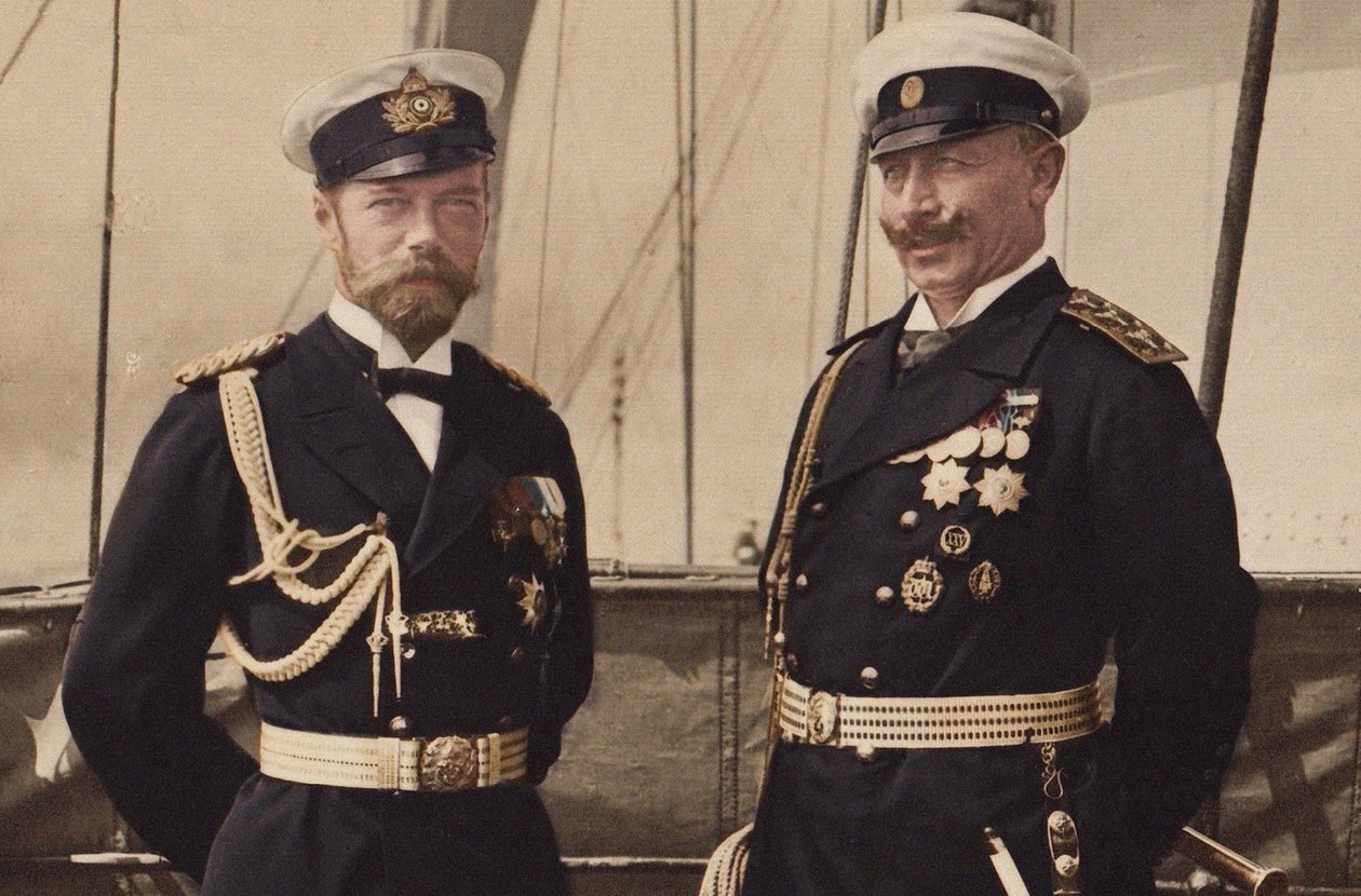 Zar Nicholas II og Kaiser Wilhelm II i Björkö, 1905. af Unbekannt