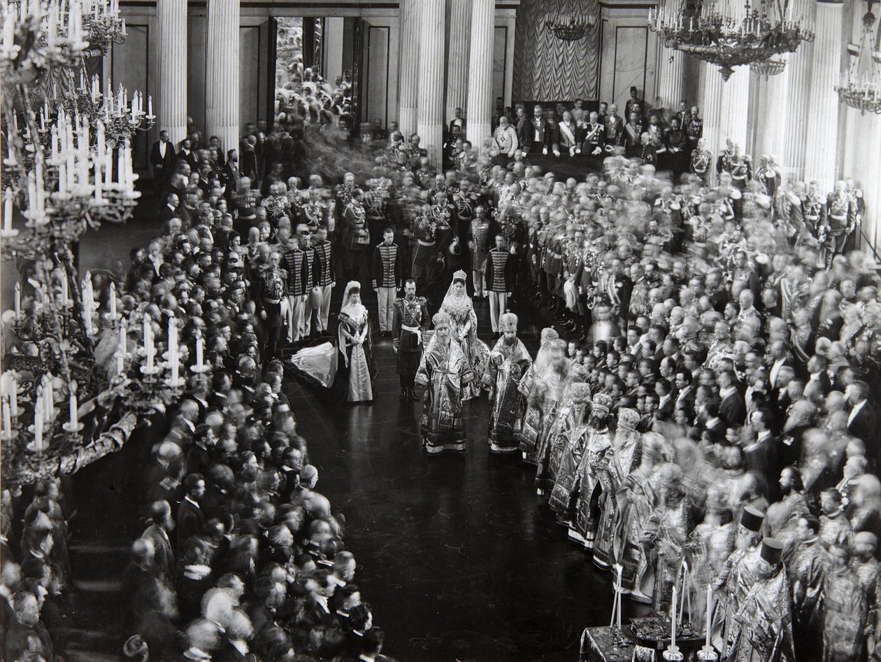 Zar Nicholas II ved åbningsceremonien for den første Duma, Skt. Petersborg, Rusland, 1906 af Unbekannt