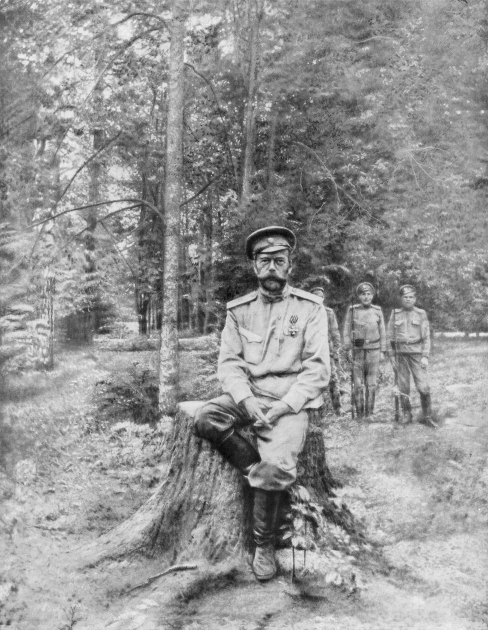 Zar Nicholas II i eksil, Tobolsk, Sibirien, 13. august 1917 af Unbekannt