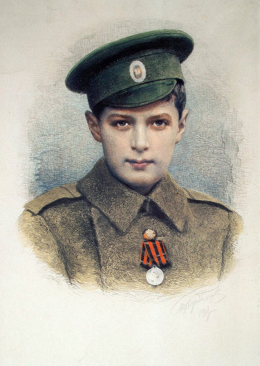 Tsarevich Alexei som lance-korporal i den russiske hær, 1917 af Unbekannt