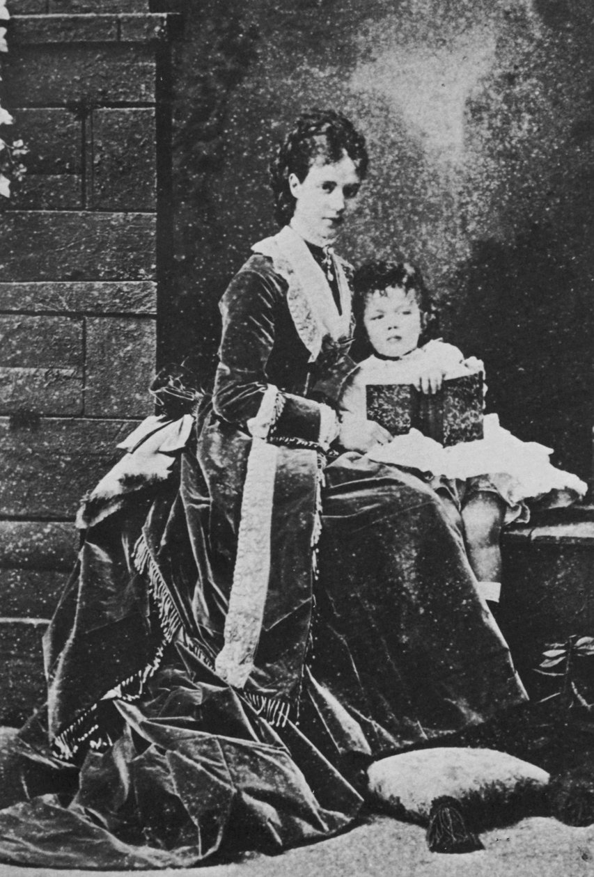 Tsarina Maria Feodorovna af Rusland med Tsarevich Nicholas, c1873 af Unbekannt