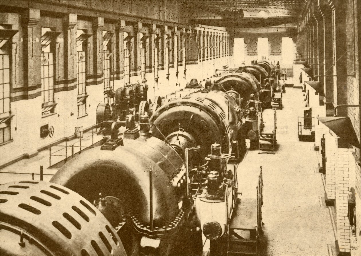 Turbo-generatorer ved Neasden Power House, Metropolitan Railway, 1930. af Unbekannt