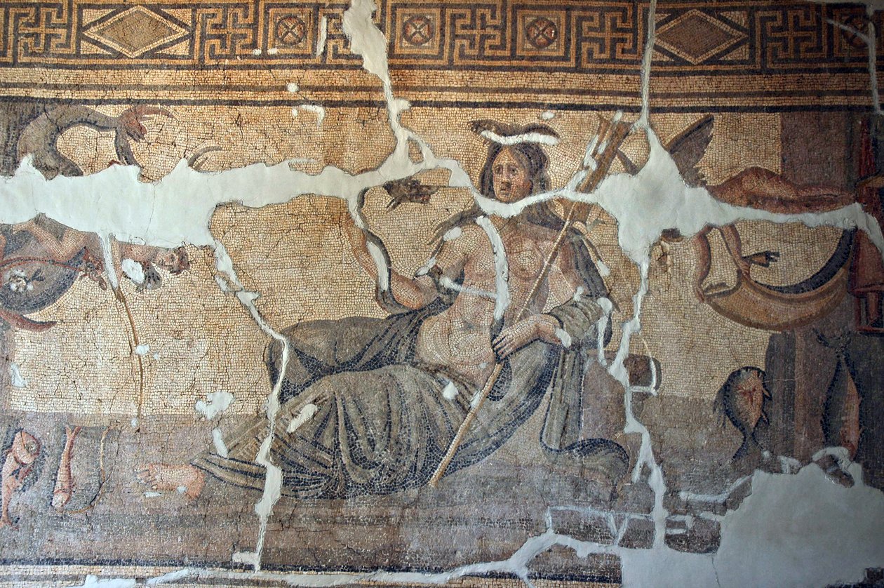 Tyrkiet, Thetis blandt fiskemosaikken, fra Iskenderum, Tyrkiet af Unbekannt