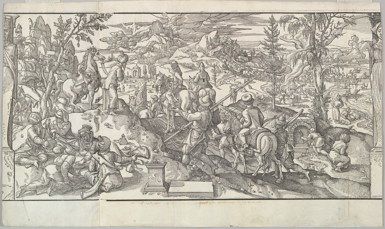 Tyrkiske soldater i hvile fra frisen Ces Moeurs et fachons de faire de Turcz Customs ..., 1553. af Unbekannt