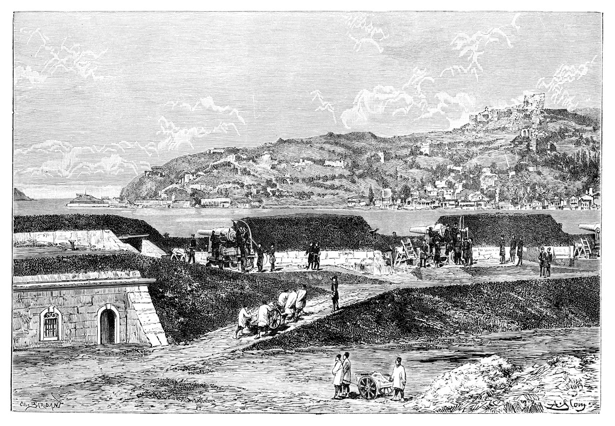 Tyrkiske batterier og indgangen til Bosporus ved Sortehavet, Tyrkiet, 1895 af Unbekannt