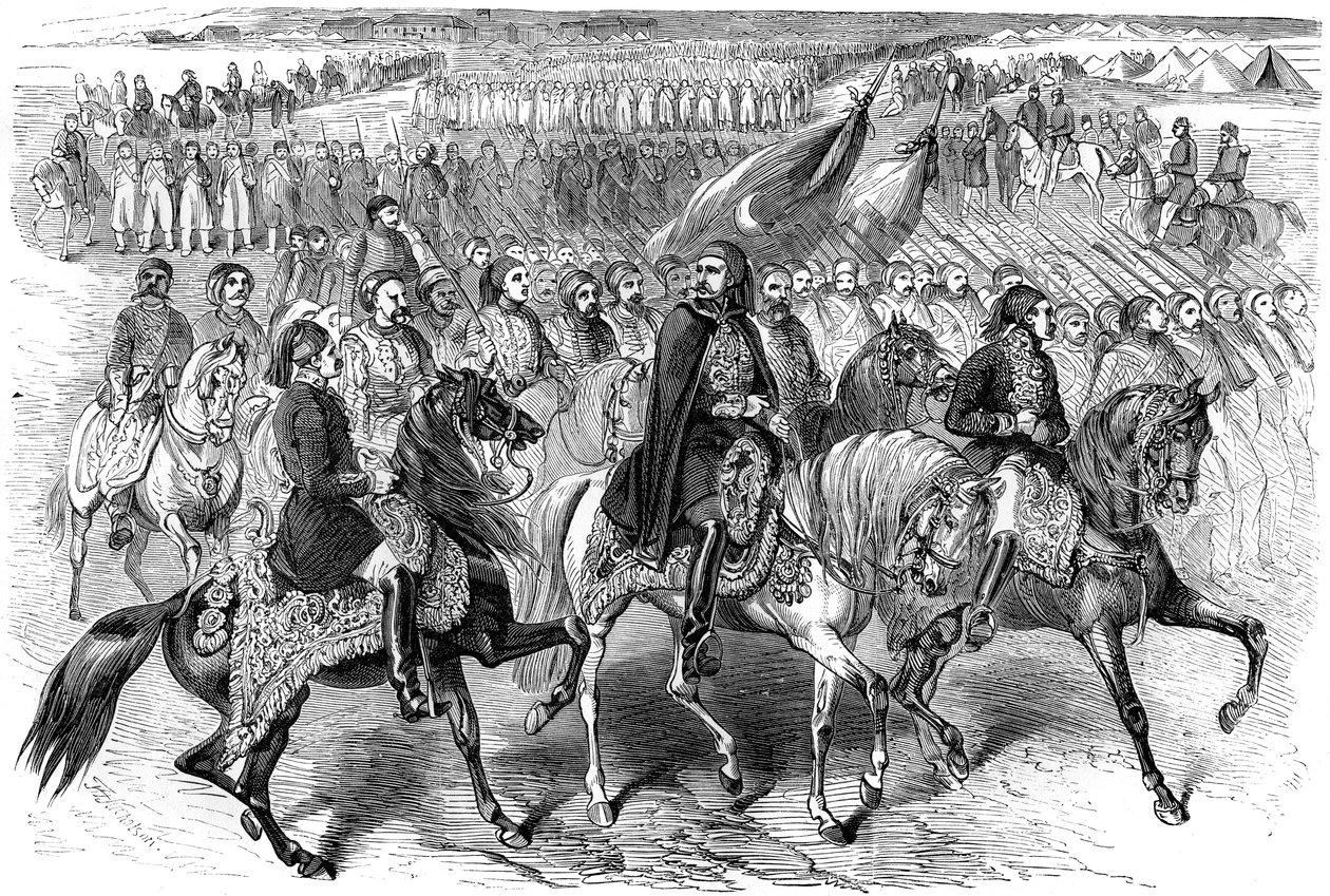 Tyrkiske tropper på march, Kamiesh, Balaclava, Krim, 1854 1882-1884 af Unbekannt