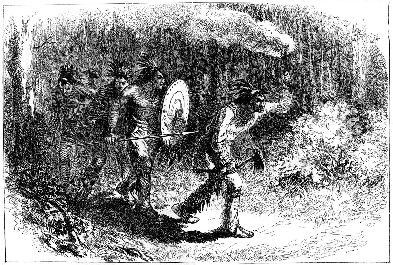 Tuscarora-indianere sporer flygtninge, slutningen af det 17.-begyndelsen af det 18. århundrede c1880 af Unbekannt
