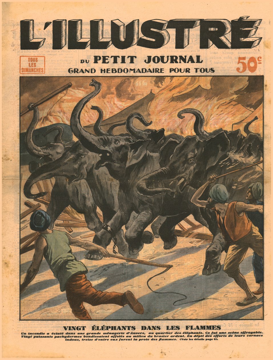 Tyve elefanter i flammerne, 1932. af Unbekannt