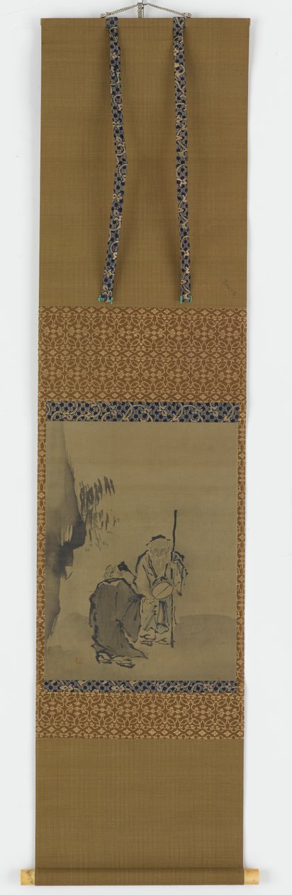 To kinesiske vismænd nær en overhængende klippe, Edo-perioden, 1615-1868. af Unbekannt