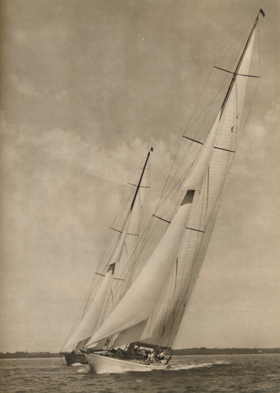 To berømte yachter i en spændende konkurrence, 1936 af Unbekannt