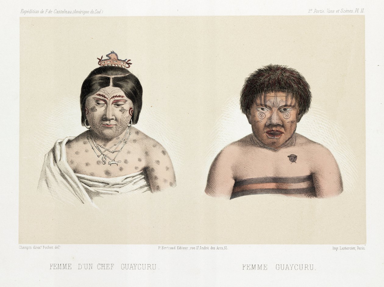 To Guaycuru kvinder, Sydamerika, c 1843-1847 af Unbekannt