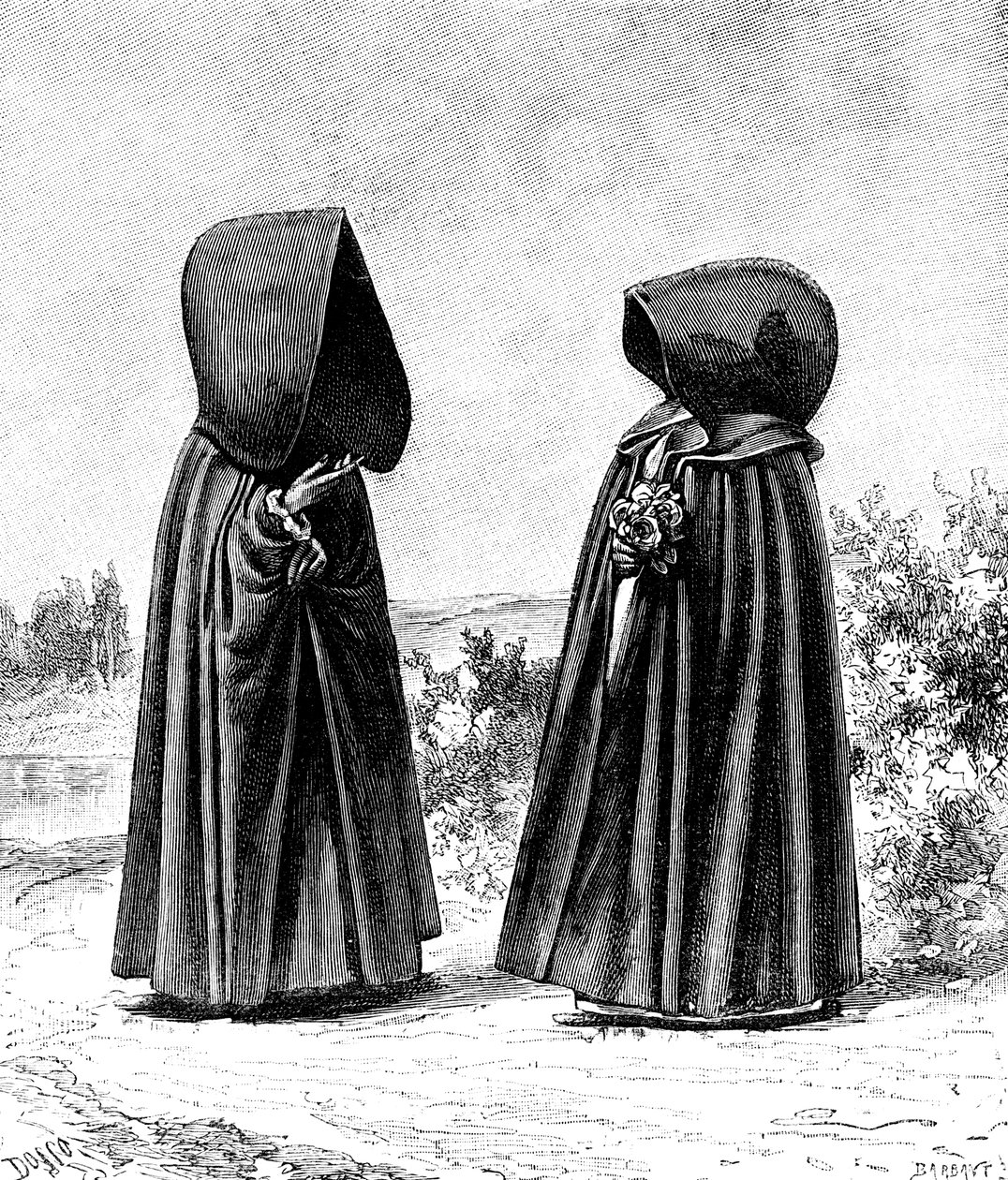 To kvinder med hætte fra Faial, Portugal og San Miguel, Spanien, omkring 1900-tallet af Unbekannt