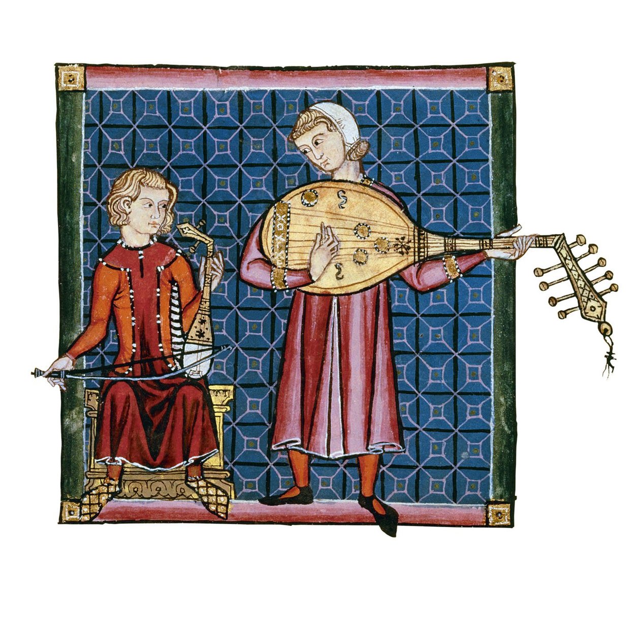 To minstreler. Illustration fra codex af Cantigas de Santa Maria, ca. 1280 af Unbekannt