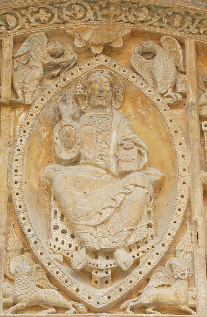Tympanum. Sankt Peters kirke Carennac Frankrig af Unbekannt