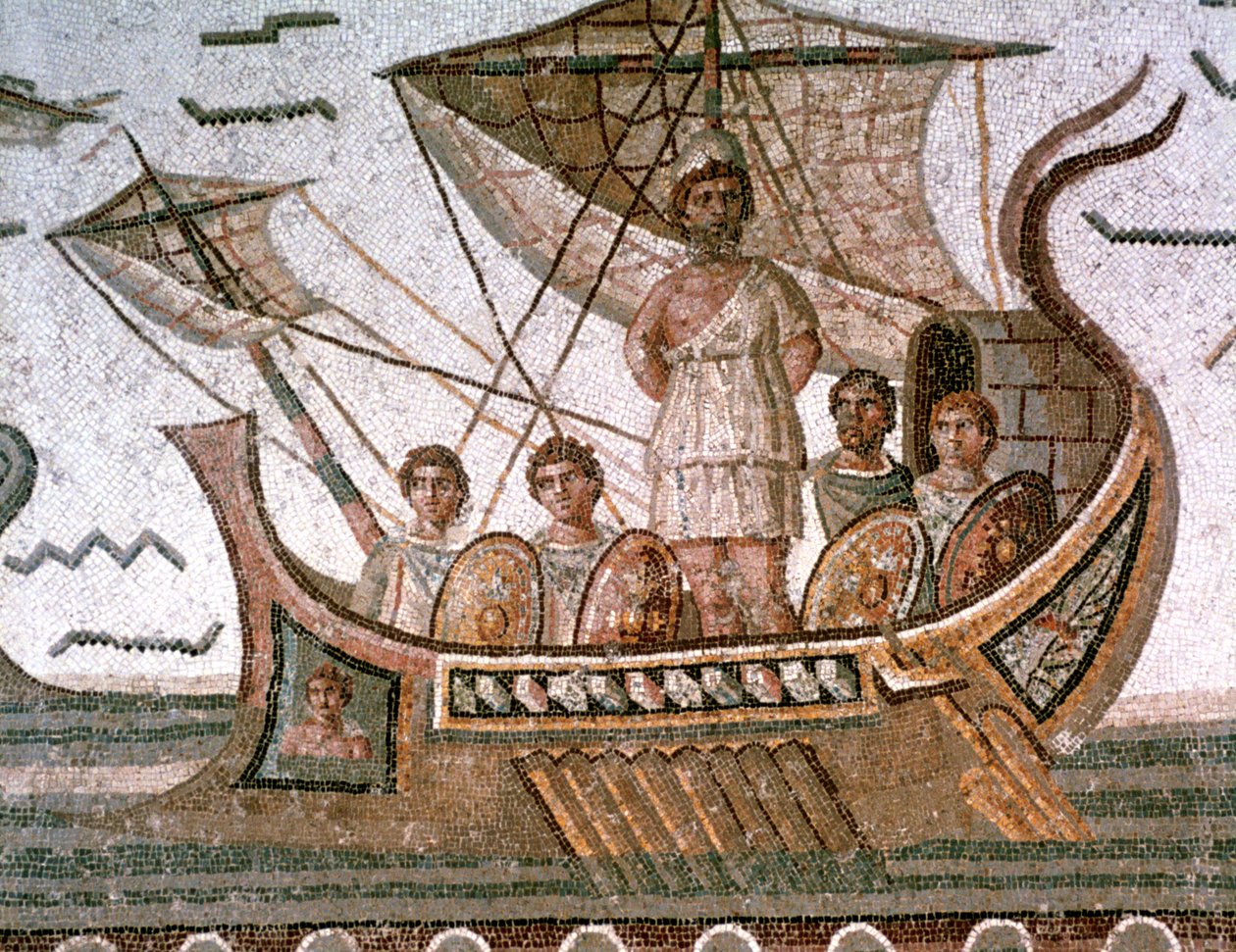 Ulysses og sirenerne, romersk mosaik, 3. århundrede e.Kr af Unbekannt
