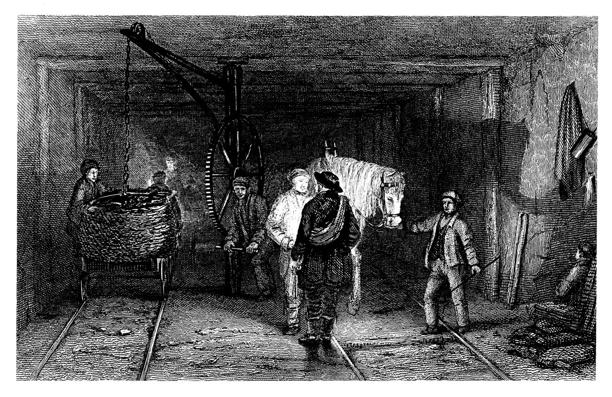 Underjordisk scene i en kulmine, 1860 af Unbekannt
