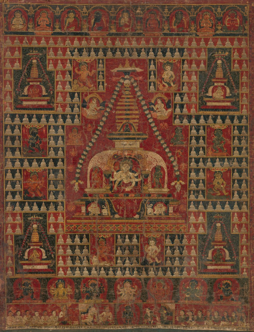Ushnishavijaya troner i en stupas livmoder, dateret 1510-19. af Unbekannt