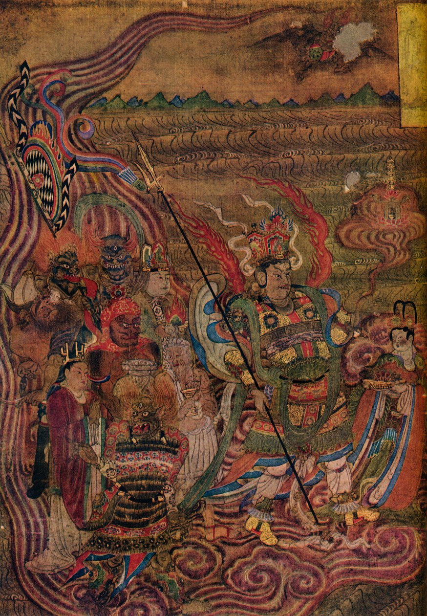 Vaishravana rejser hen over bølgerne, fra Caves of the Thousand Buddhas, c900 af Unbekannt