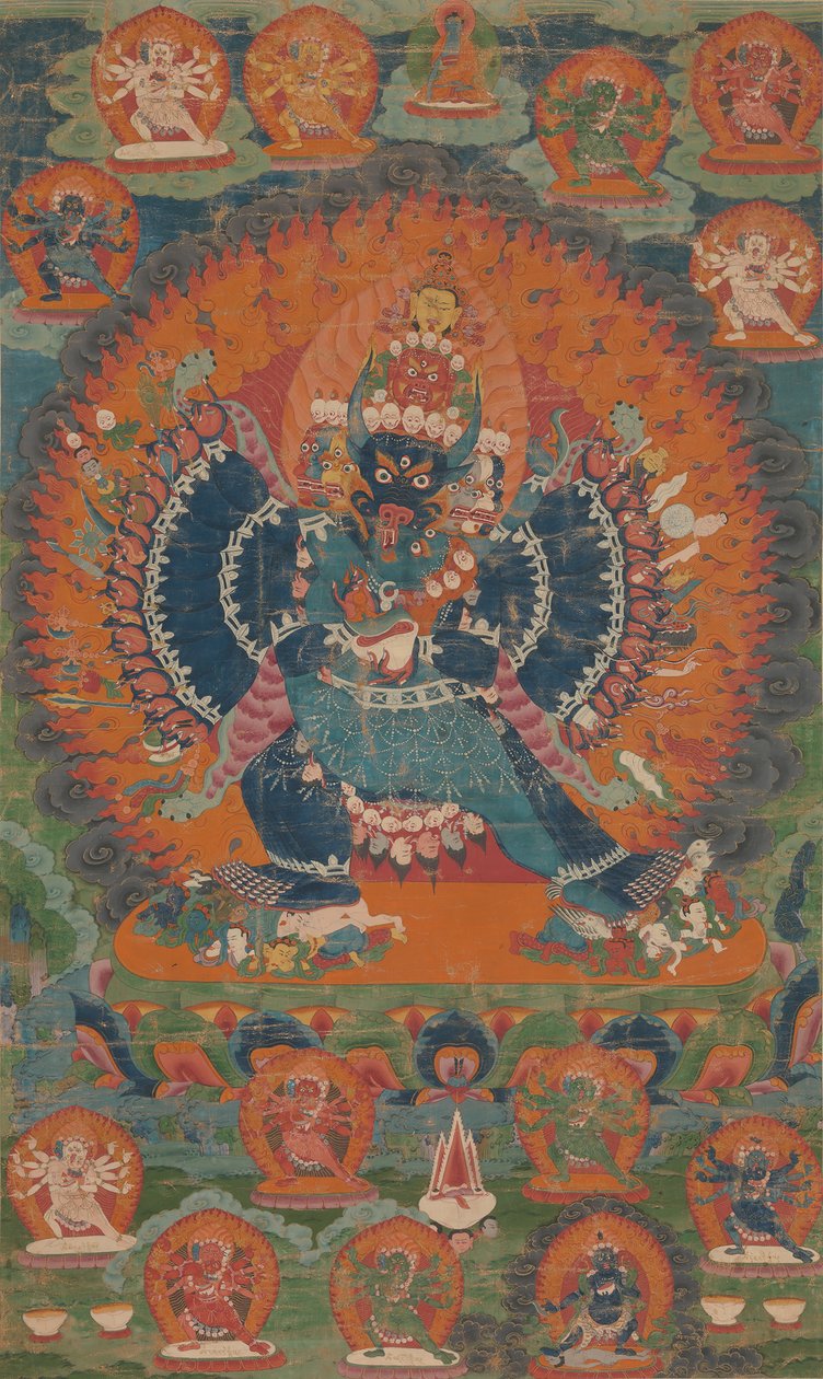 Vajrabhairava med sin kone Vajravetali, 1700-tallet. af Unbekannt