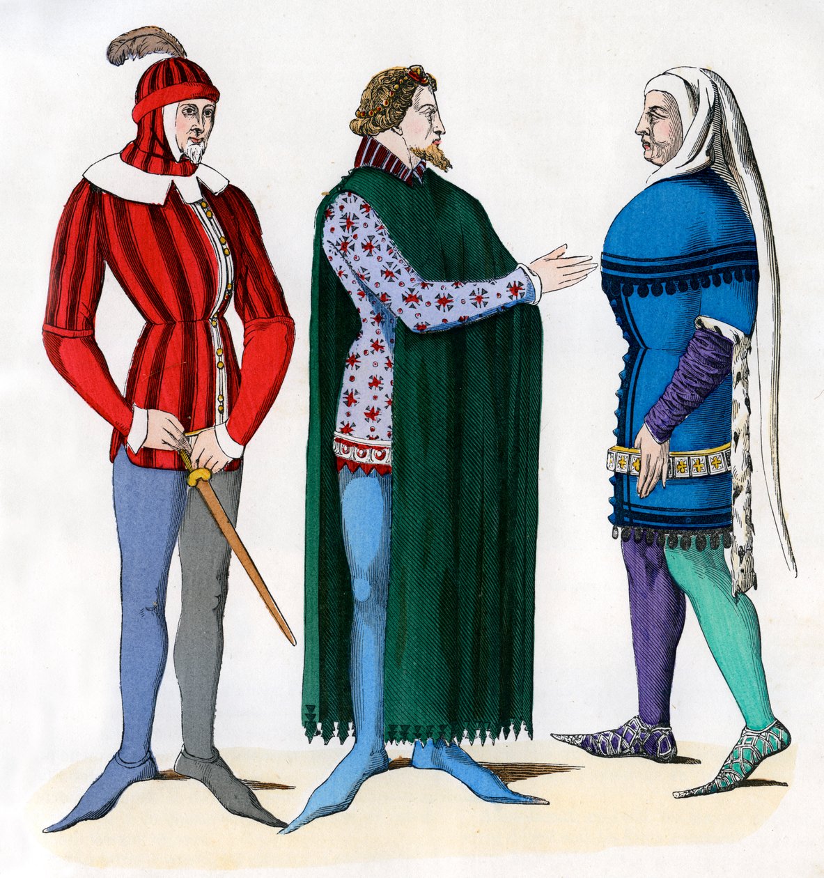 Kammertjener og herrer i 1300-talsdragt, 1882-1884 af Unbekannt