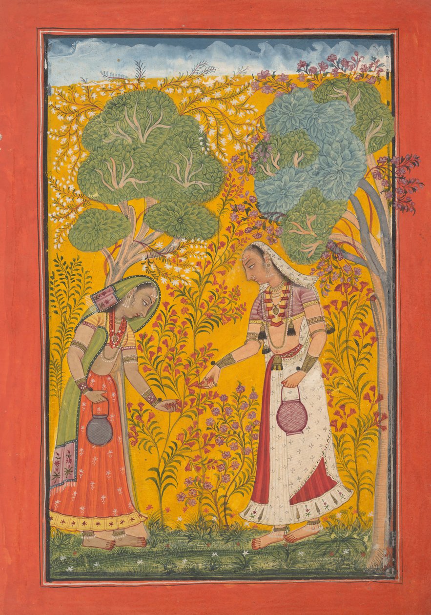 Vasanti Ragini, Side fra Ragamala Series Garland of Musical Mods, K.10. af Unbekannt