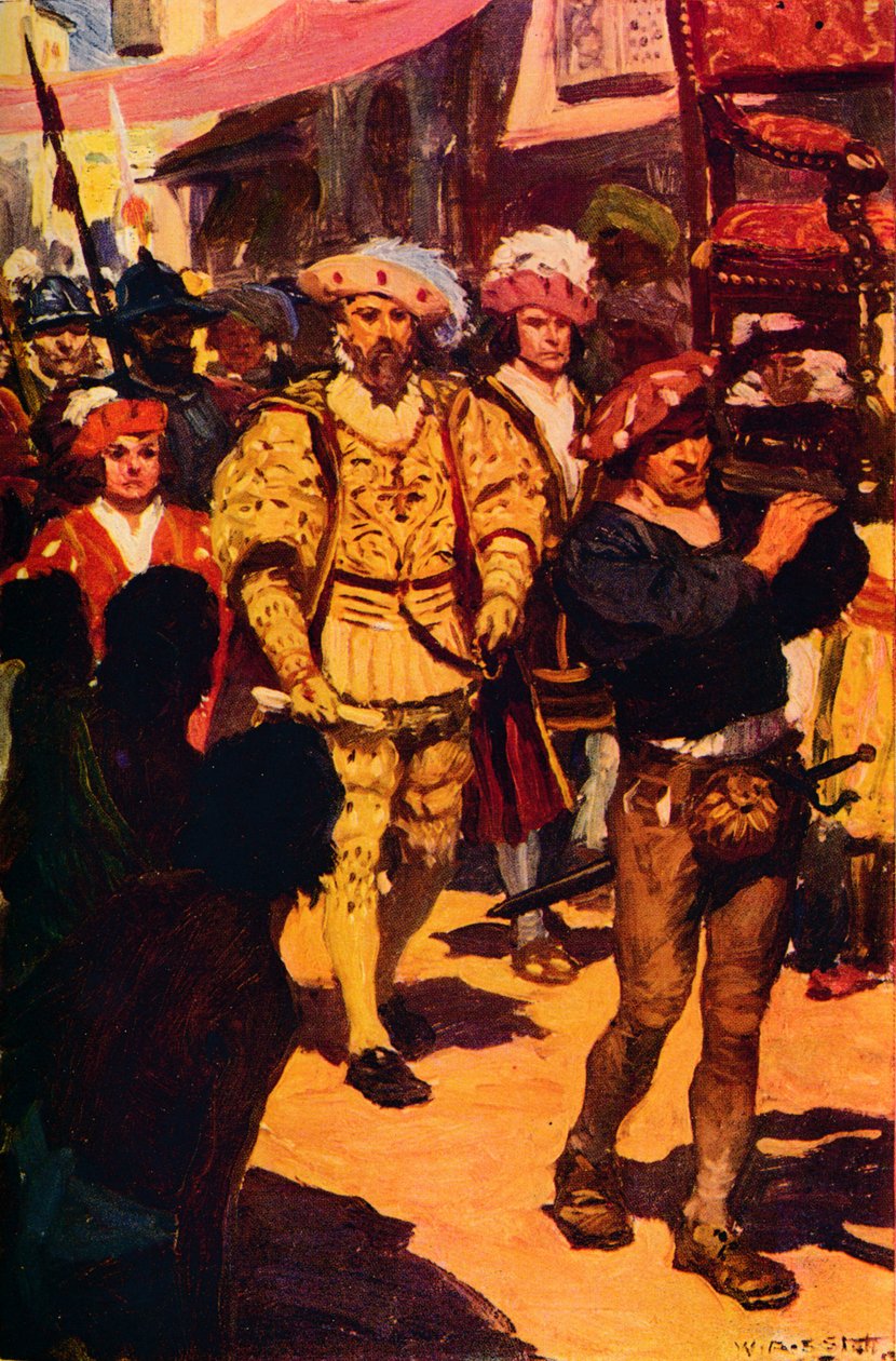 Vasco Da Gama besøger kongen af Calicut, 1498 c1912 af Unbekannt