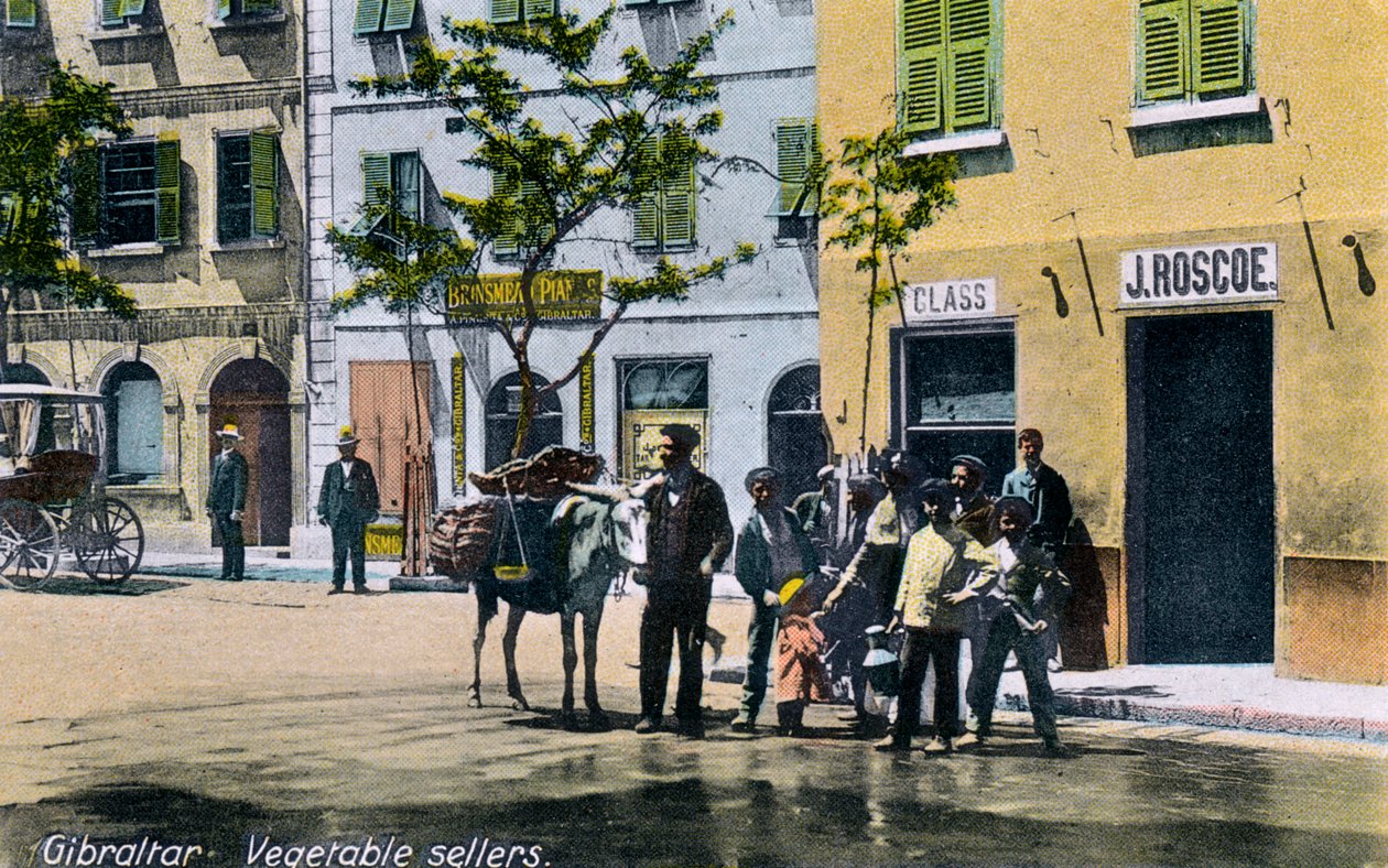Grøntsagssælgere, Gibraltar, 1945 af Unbekannt