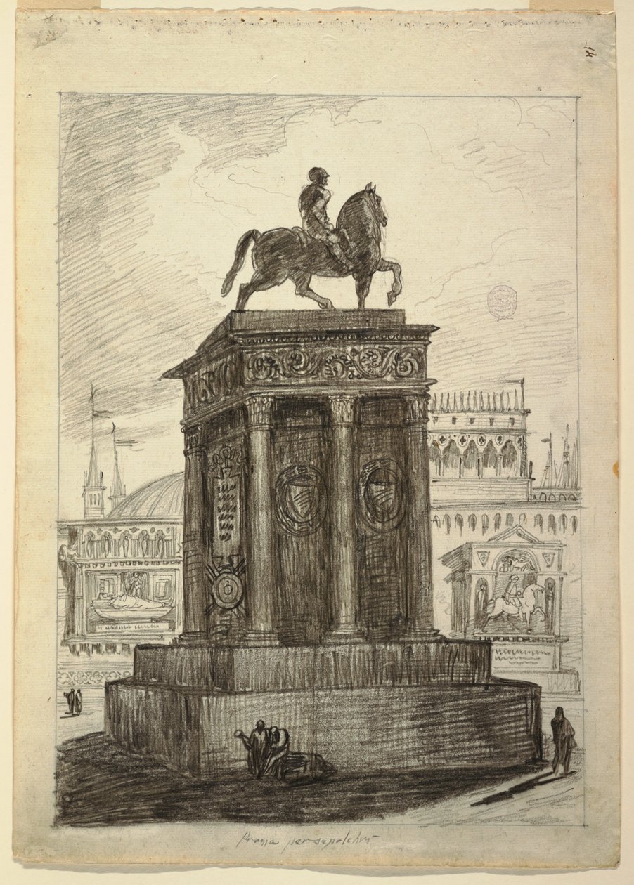 Venetiansk arkitektonisk Capriccio med Colleoni af Andrea Verrocchio af Unbekannt
