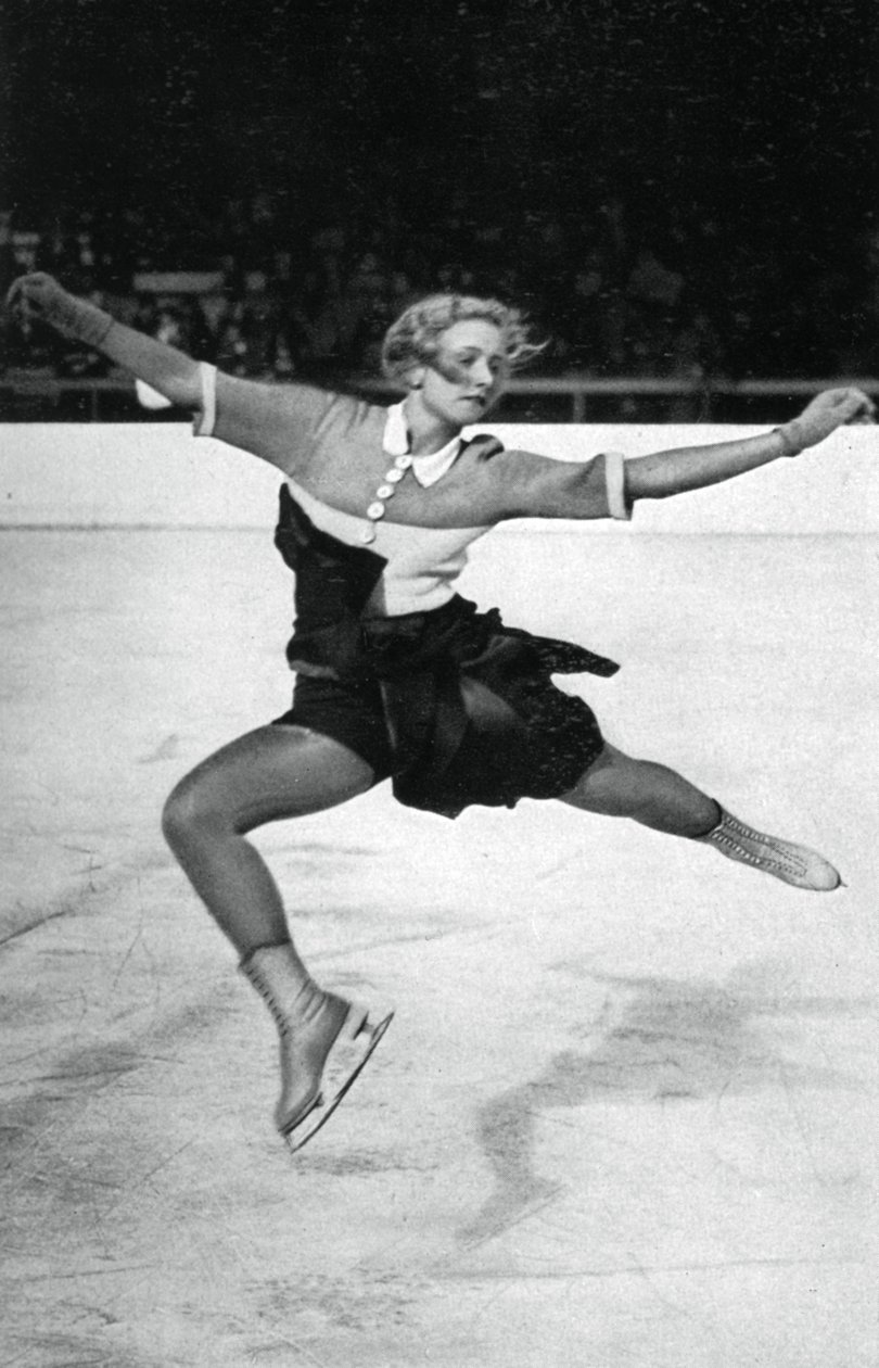Vera Hrubá, tjekkisk kunstskøjteløber, Olympiske Vinterlege, Garmisch-Partenkirchen, Tyskland, 1936 af Unbekannt