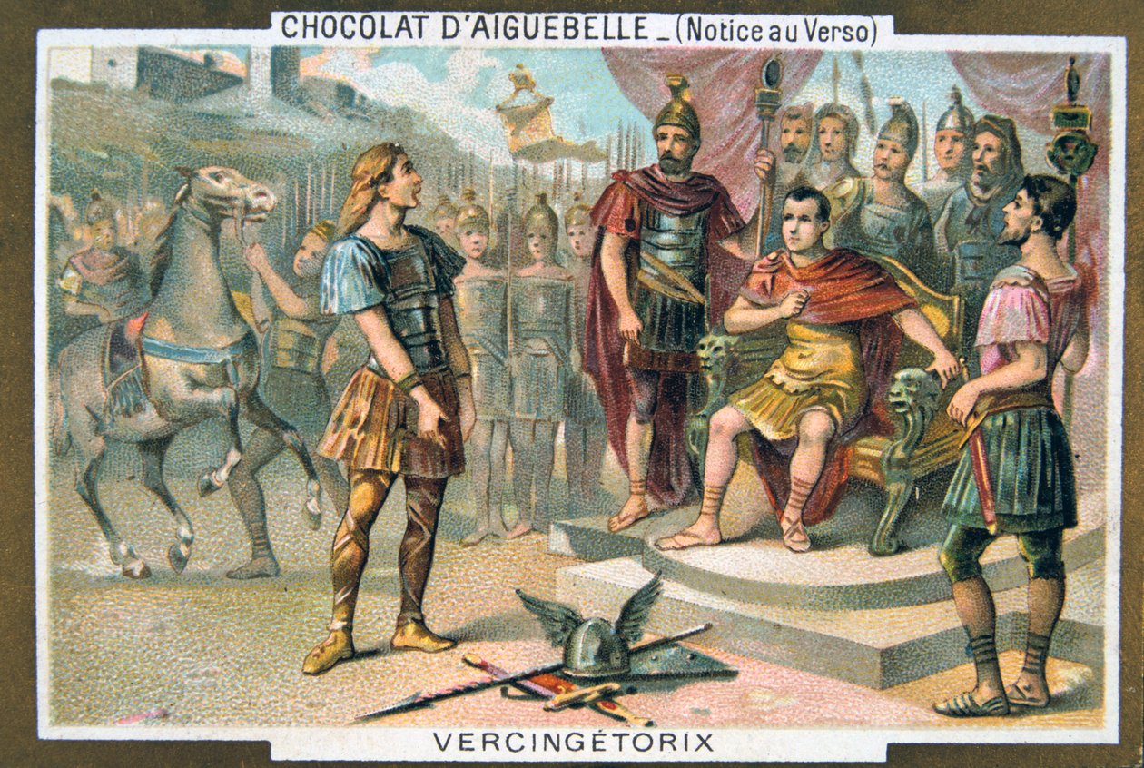 Vercingetorix overgiver sig til Julius Cæsar, c46 f.Kr., 1800-tallet af Unbekannt