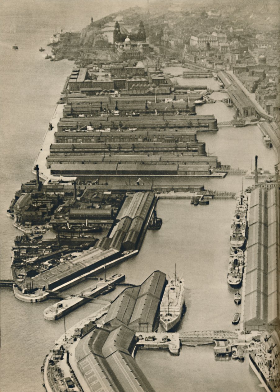 Skibe sejler fra Liverpool til havne over hele verden, fra floden Mersey, 1936 af Unbekannt