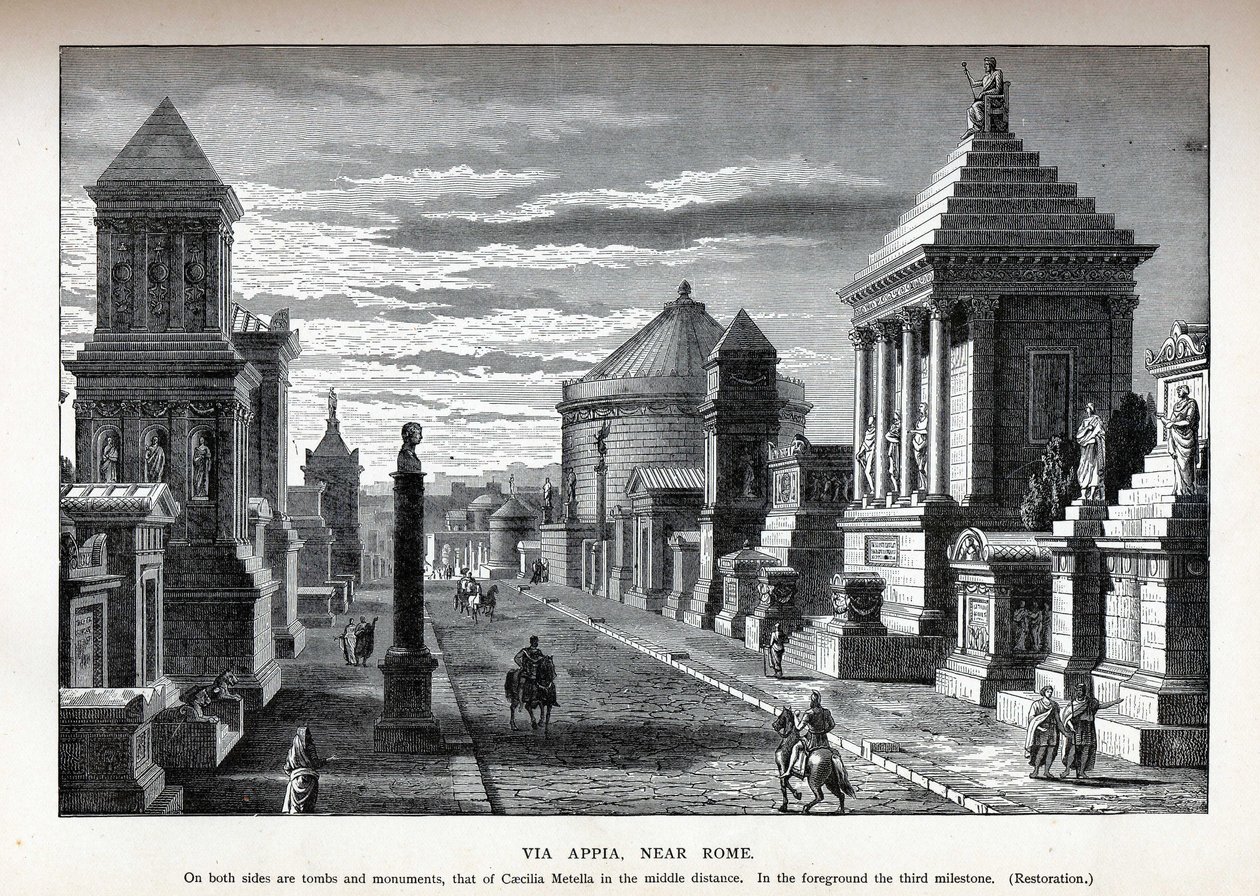 Via Appia nær Roms genopbygning, 1882 af Unbekannt