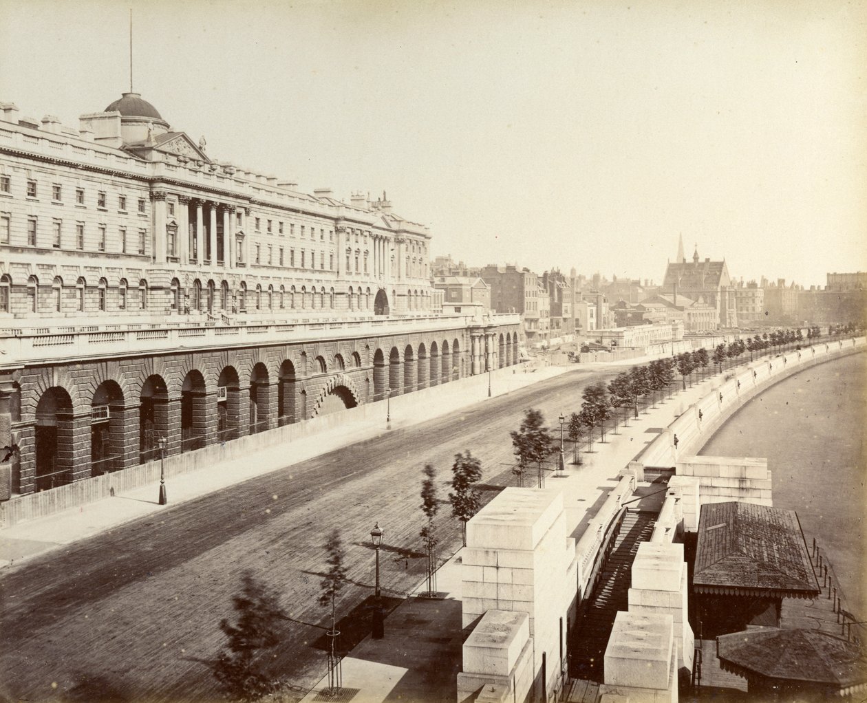Victoria Embankment, der viser Somerset House, London, 1887 af Unbekannt
