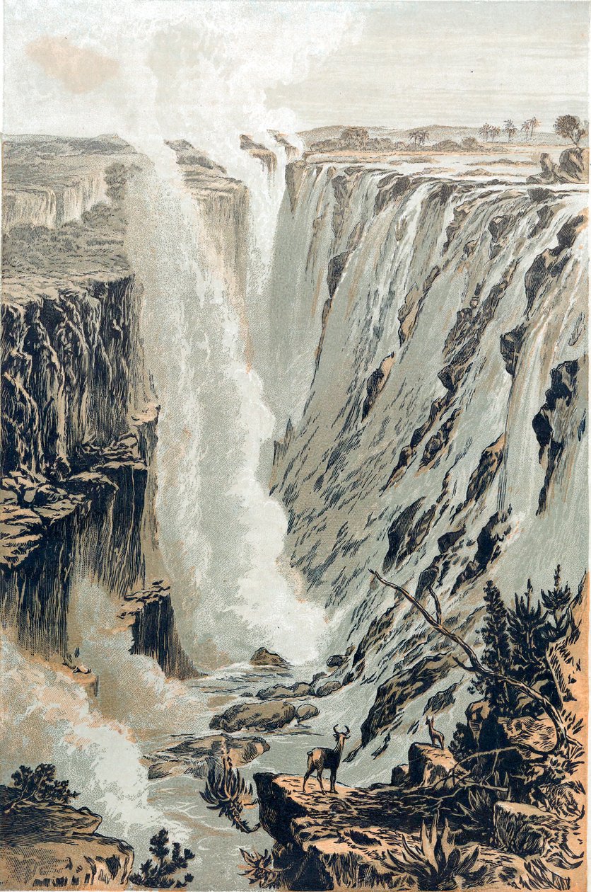 Victoria Falls, Afrika, set fra øst, 1866 af Unbekannt
