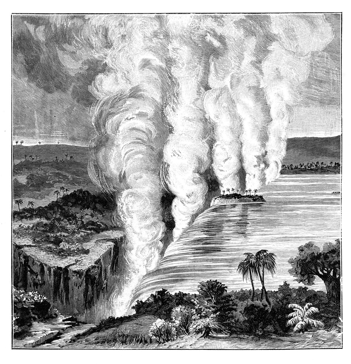 Victoria Falls af Zambezi-floden, på grænsen mellem Zambia og Zimbabwe, 1900 af Unbekannt
