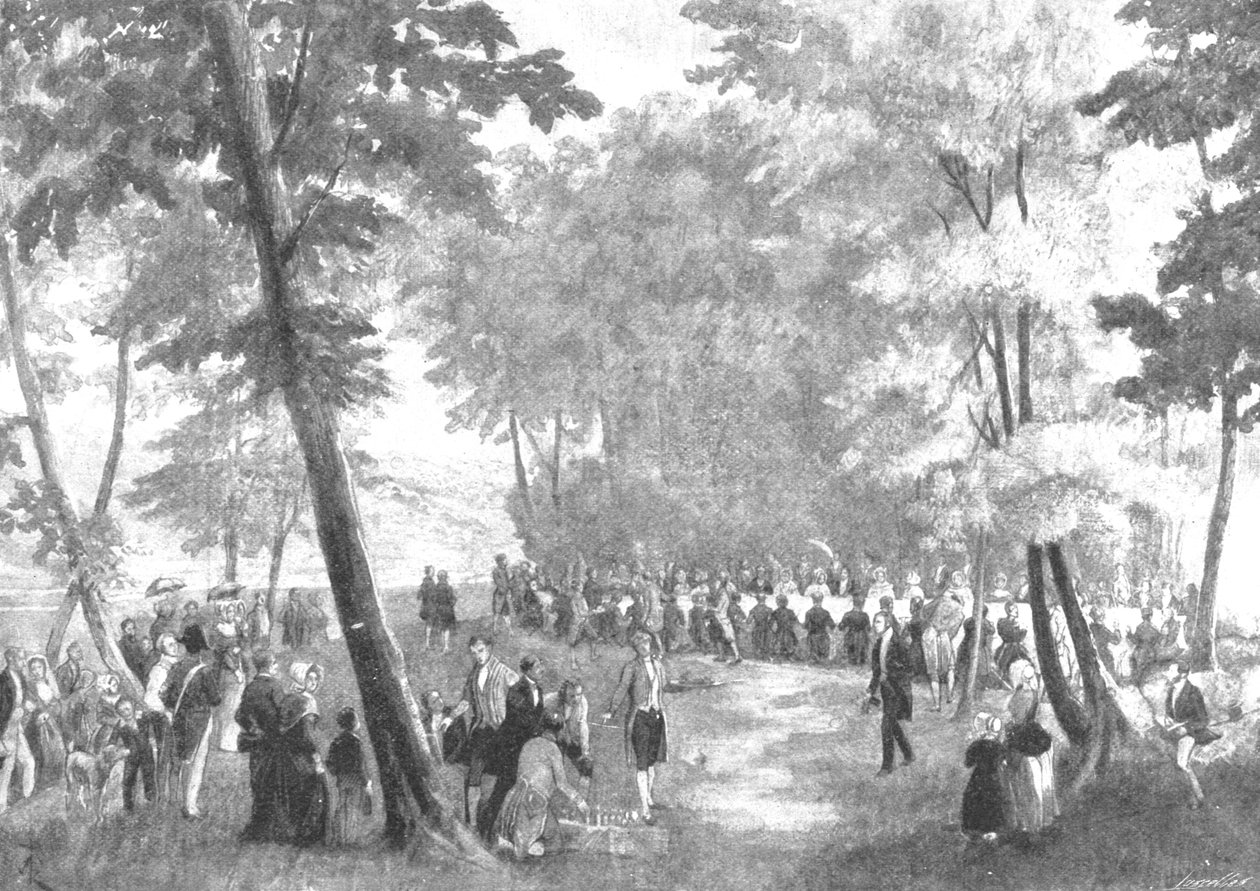 Victorias besøg hos Louis Philippe i 1843: Fete Champetre...in the Forest of Eu, 1901. af Unbekannt