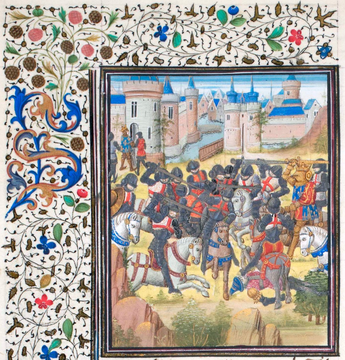 Richard Løvehjertes sejr over Philip Augustus i 1198. Miniature fra Historia af Vilhelm af Tyrus, 1460
