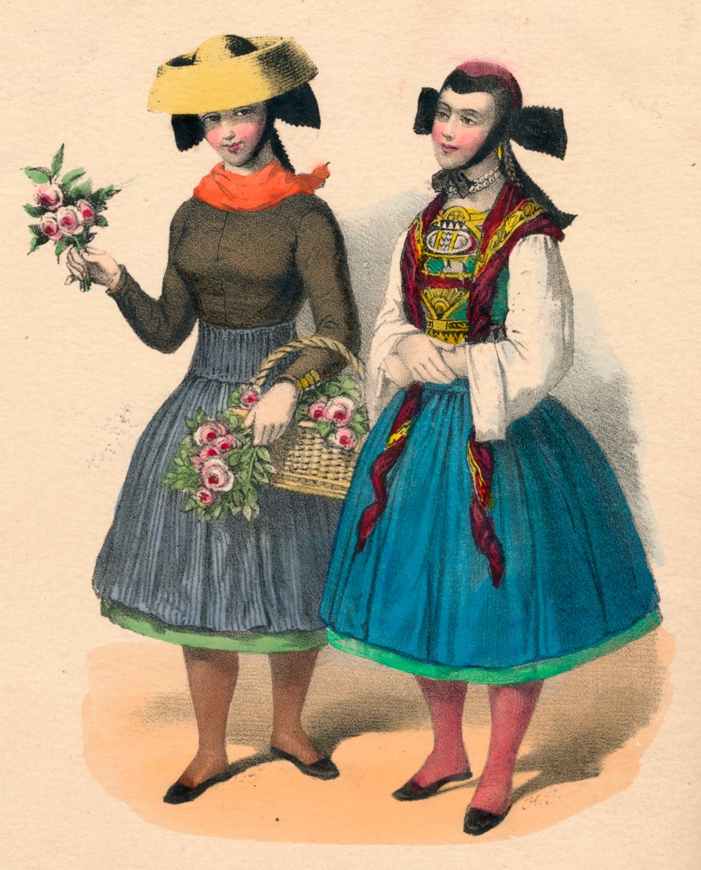 Vierlænderpiger, 1800-tallet. af Unbekannt