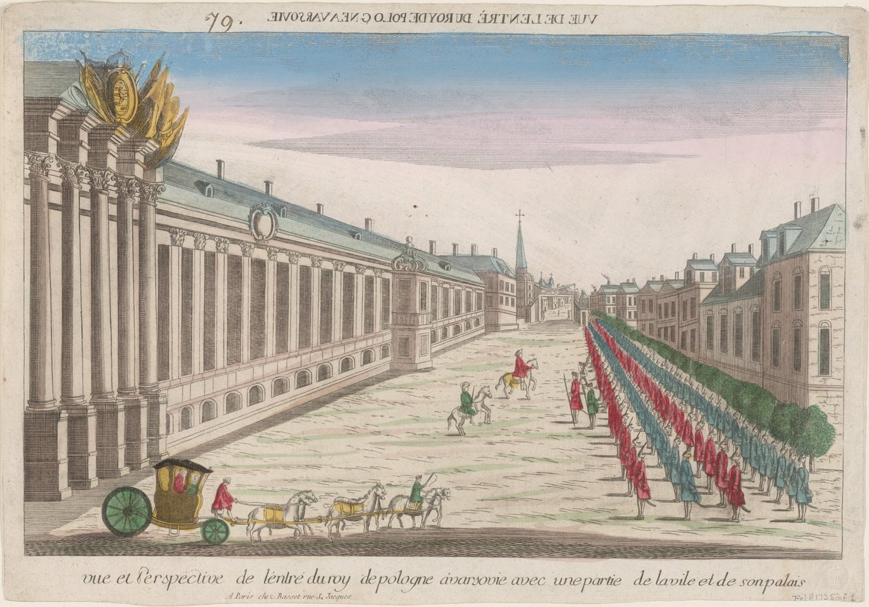 Udsigt og perspektiv af indgangen til kongen af Polen i Warszawa med hans palads, 1735 af Unbekannt