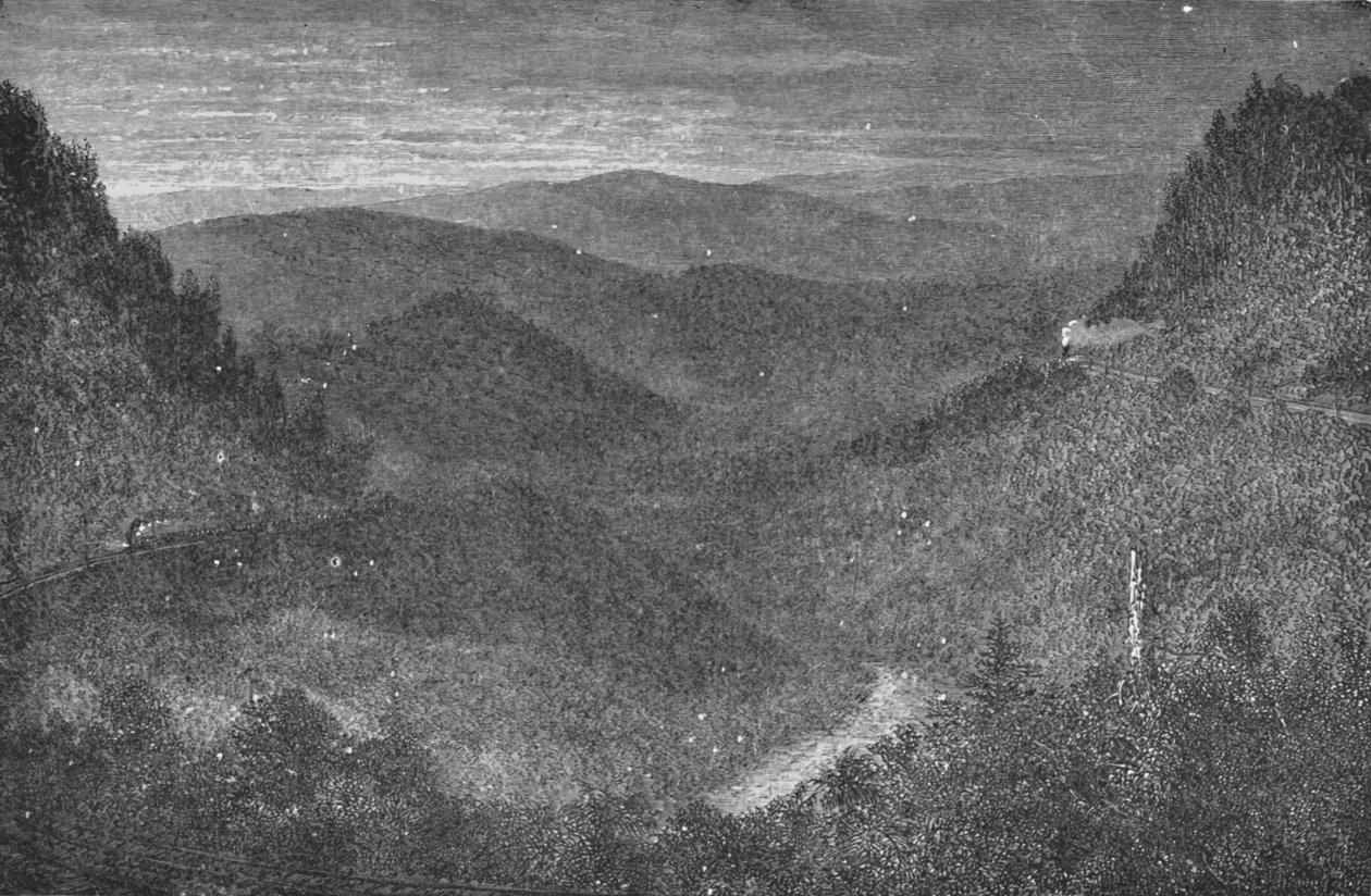 Udsigt fra Horseshoe Curve tidlig morgen, 1883 af Unbekannt