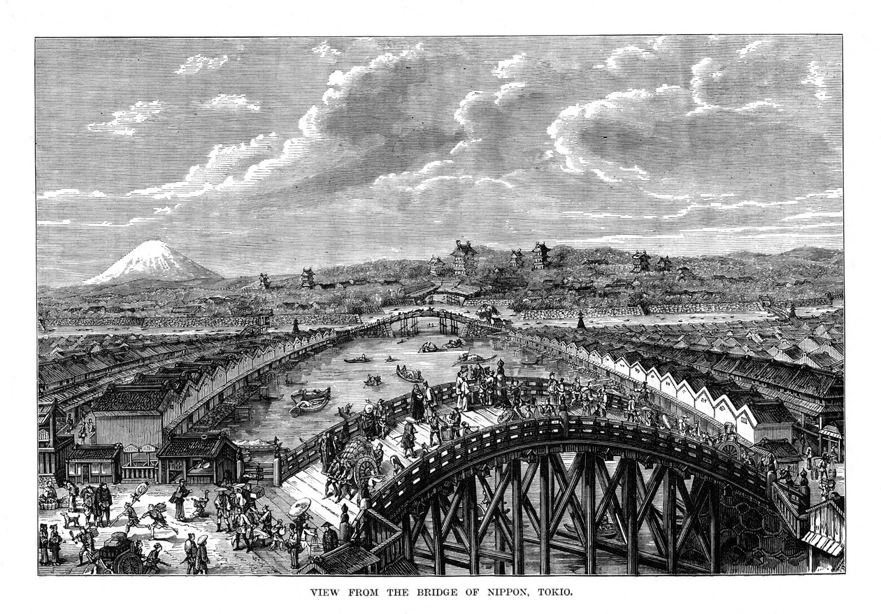 Udsigt fra Bridge of Nippon, Tokyo, Japan, 1877 af Unbekannt