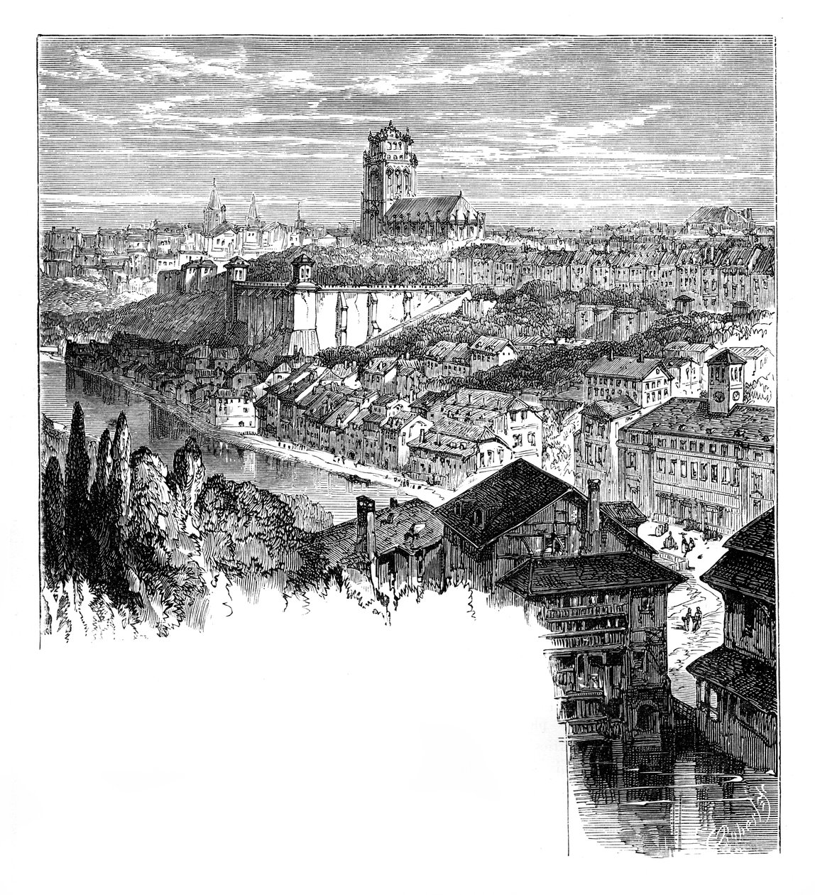 Udsigt i Bern, Schweiz, c1888 af Unbekannt
