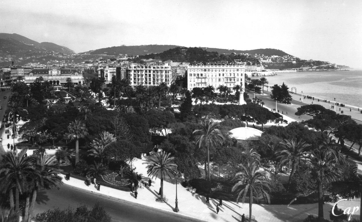 Udsigt over Albert I Gardens, Nice, Sydfrankrig, begyndelsen af det 20. århundrede af Unbekannt