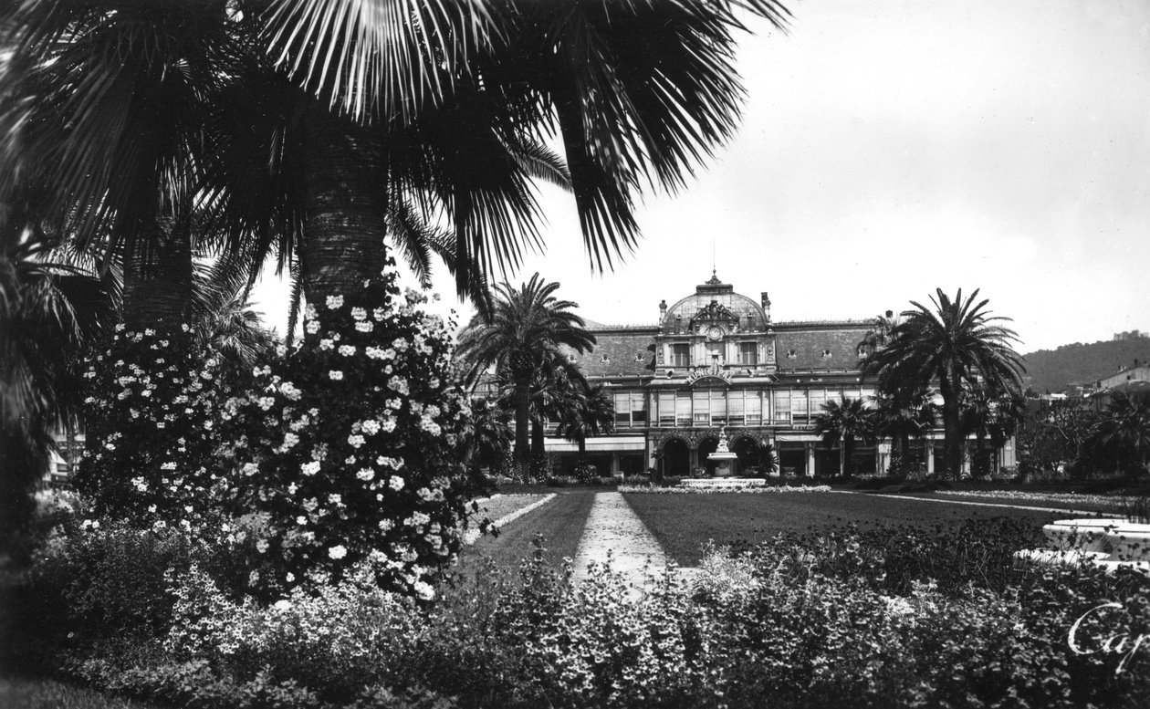 Udsigt over Albert I Gardens og kasinoet, Nice, Sydfrankrig, begyndelsen af det 20. århundrede af Unbekannt