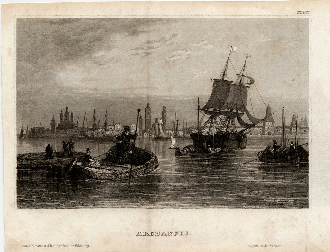 Udsigt over Archangelsk, 1833 af Unbekannt