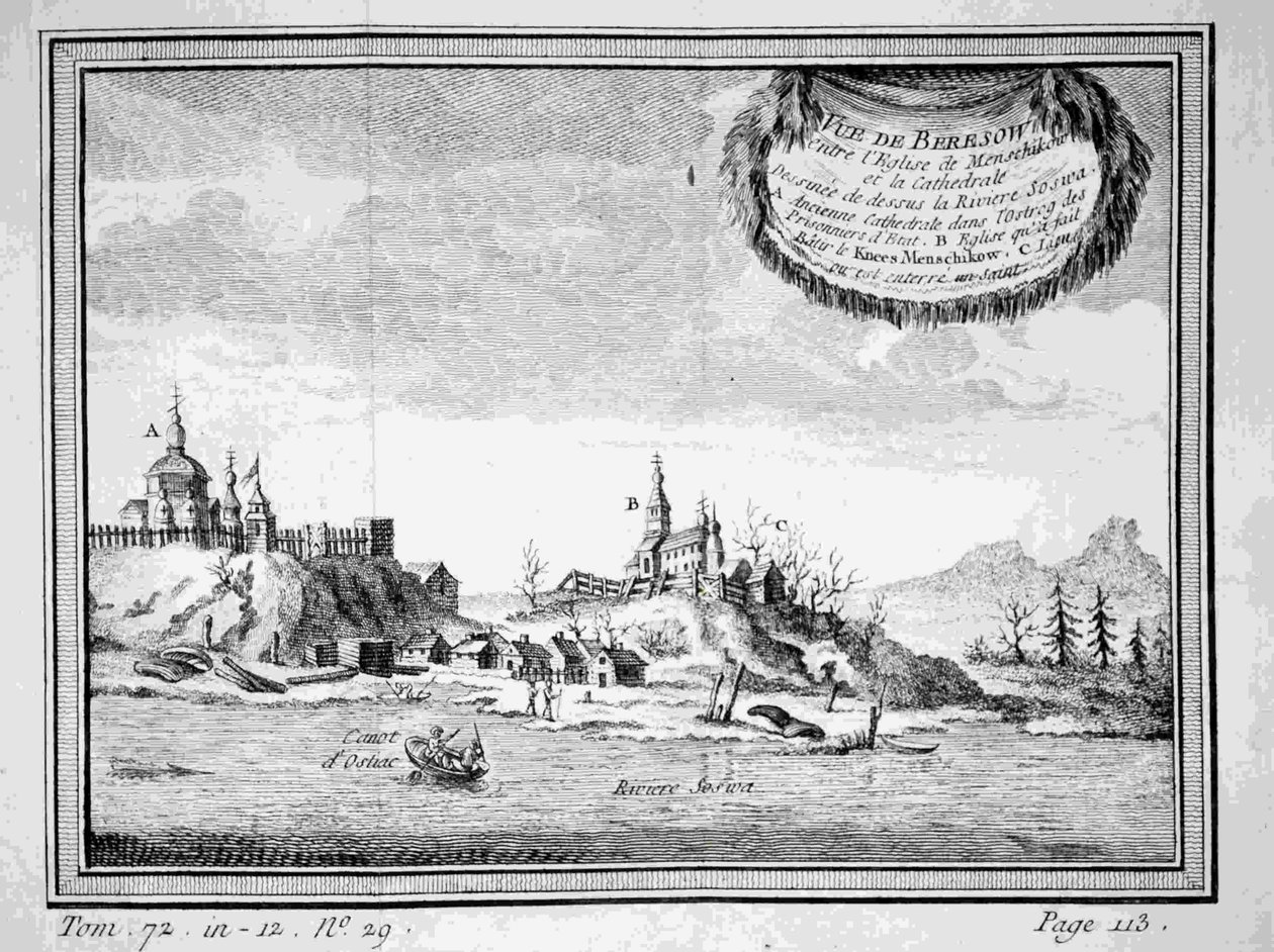 Udsigt over Beryozovo fra Sosva-floden, 1770